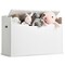 Spacious White Storage Bench with Padded Seat and Rounded Corners Perfect for Kids Room Storage